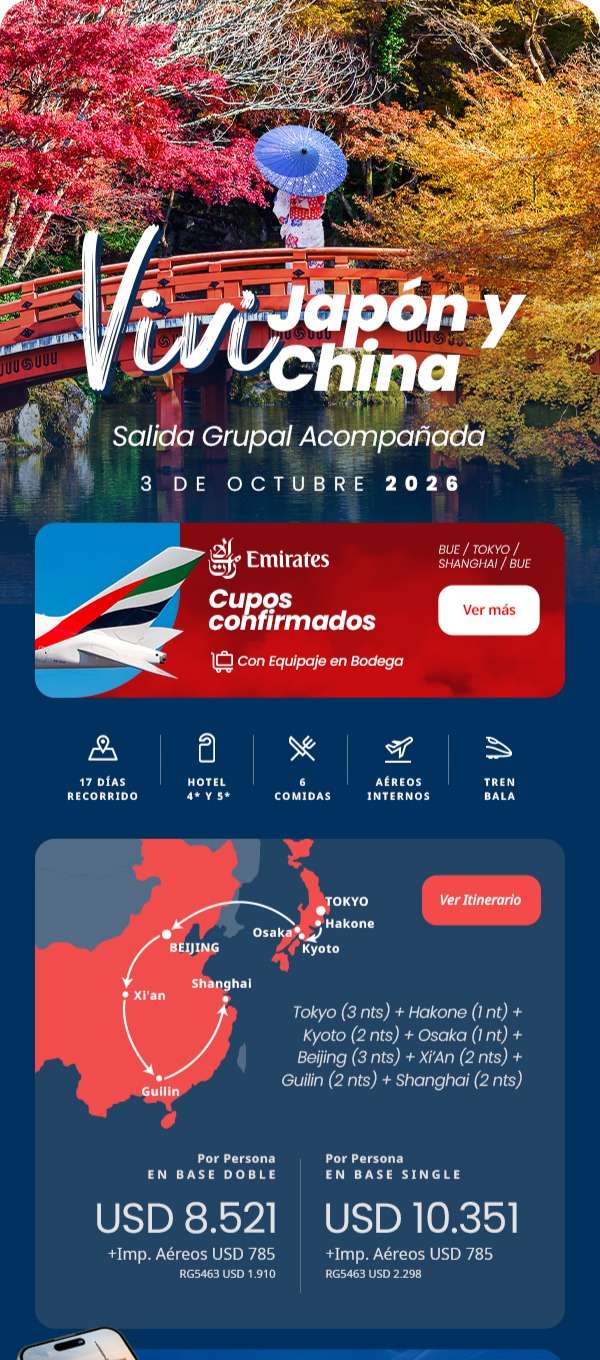 VIVÍ JAPÓN Y CHINA 03 DE OCTUBRE 2026